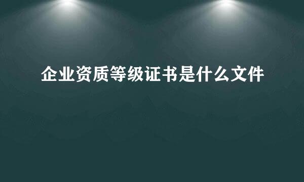 企业资质等级证书是什么文件