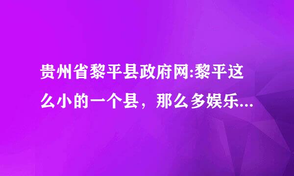 贵州省黎平县政府网:黎平这么小的一个县，那么多娱乐场所和休闲的地方，是不是太泡沫经济了呀！