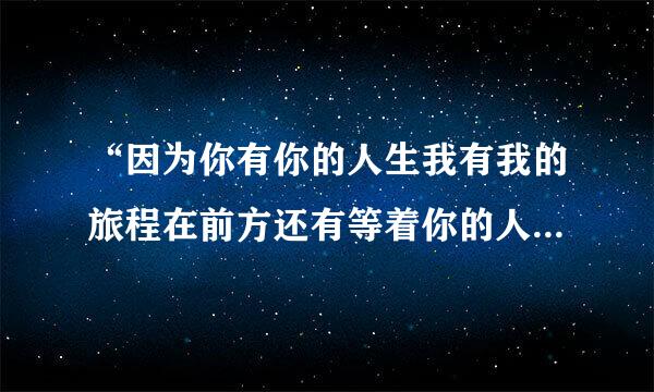 “因为你有你的人生我有我的旅程在前方还有等着你的人”是什么歌？