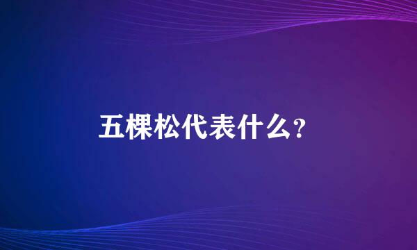 五棵松代表什么？