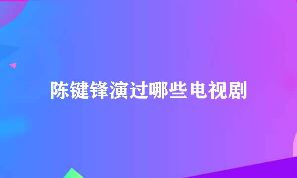 陈键锋演过哪些电视剧