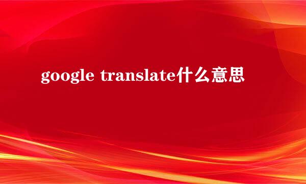 google translate什么意思