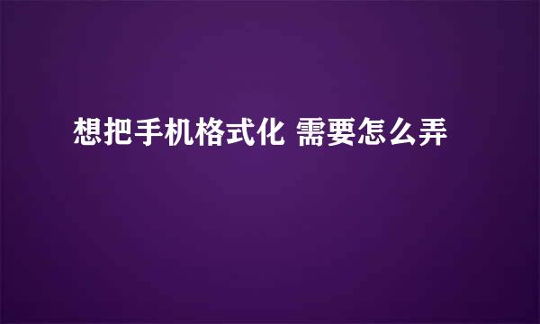 想把手机格式化 需要怎么弄