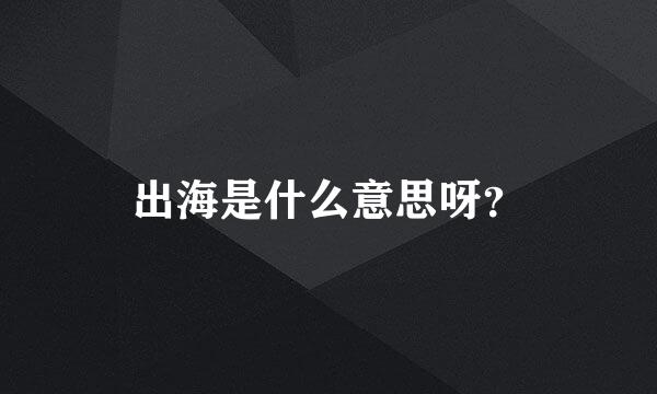 出海是什么意思呀？