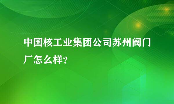 中国核工业集团公司苏州阀门厂怎么样？