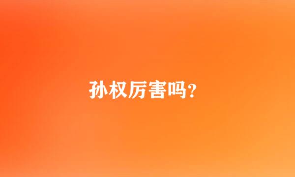 孙权厉害吗？