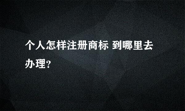 个人怎样注册商标 到哪里去办理？