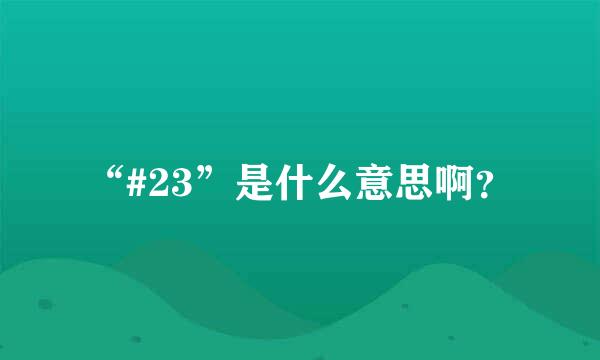 “#23”是什么意思啊？