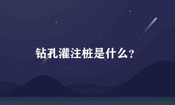 钻孔灌注桩是什么？