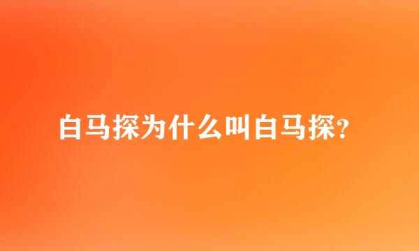 白马探为什么叫白马探？