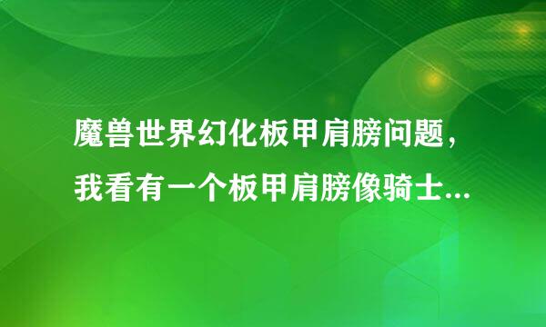 魔兽世界幻化板甲肩膀问题，我看有一个板甲肩膀像骑士风格的亮着光的，请问出处