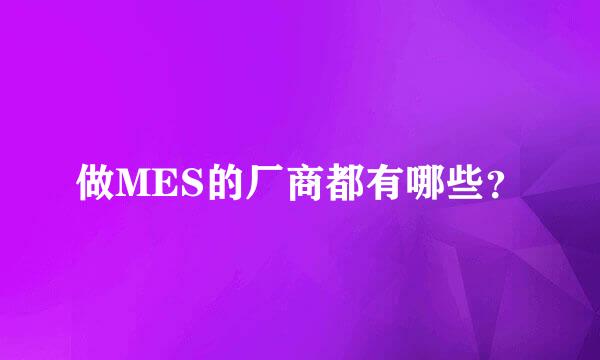 做MES的厂商都有哪些？