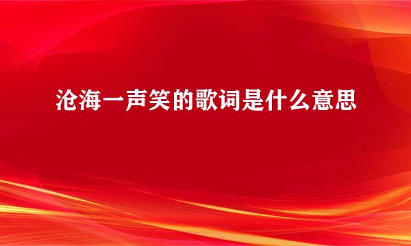 沧海一声笑的歌词是什么意思