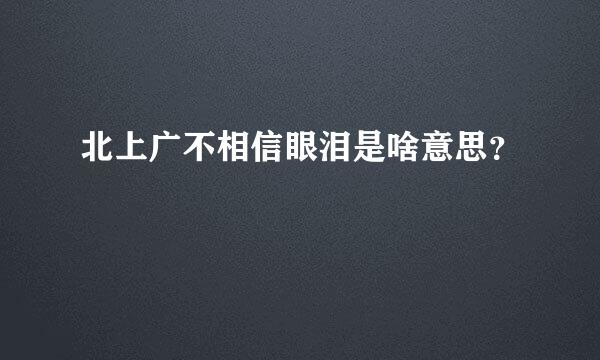 北上广不相信眼泪是啥意思？