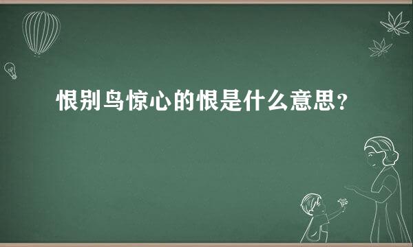 恨别鸟惊心的恨是什么意思？