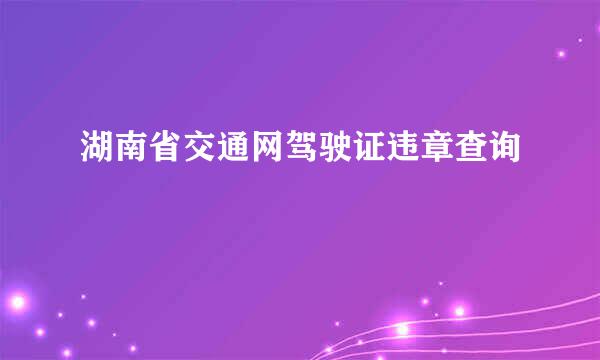 湖南省交通网驾驶证违章查询