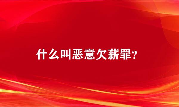 什么叫恶意欠薪罪？