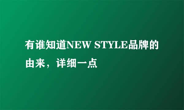 有谁知道NEW STYLE品牌的由来，详细一点