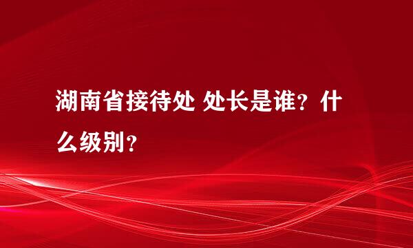 湖南省接待处 处长是谁？什么级别？