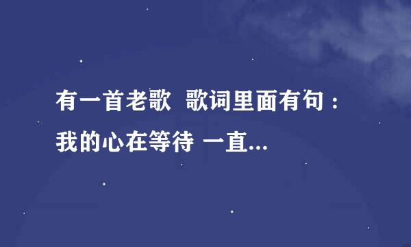 有一首老歌  歌词里面有句 : 我的心在等待 一直在等待 .