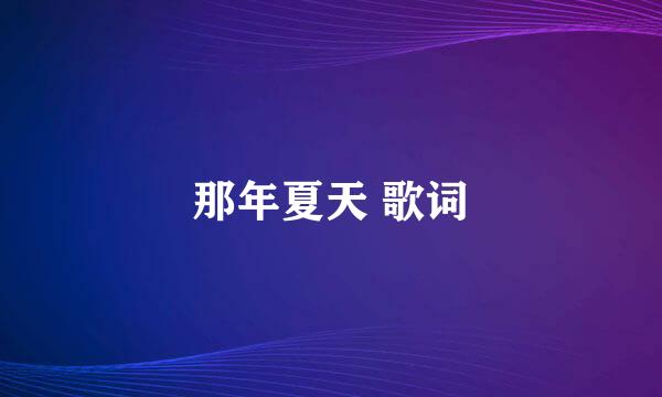 那年夏天 歌词