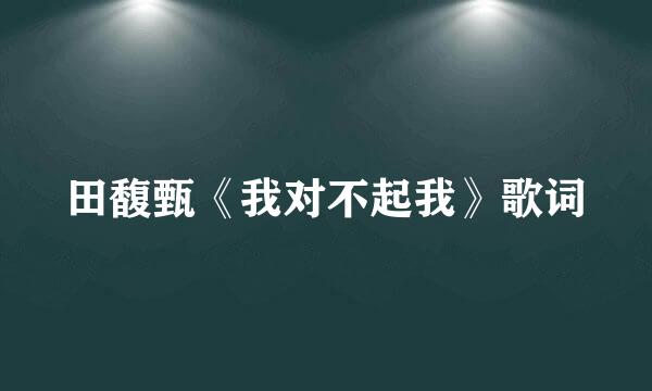 田馥甄《我对不起我》歌词