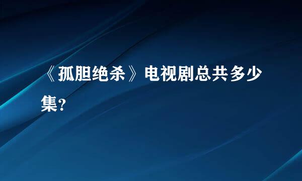 《孤胆绝杀》电视剧总共多少集？