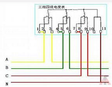 智能远程三相四线电表接线图