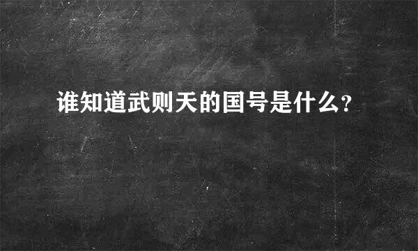 谁知道武则天的国号是什么？