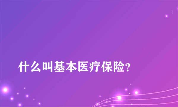 
什么叫基本医疗保险？
