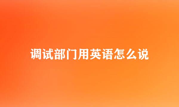 调试部门用英语怎么说