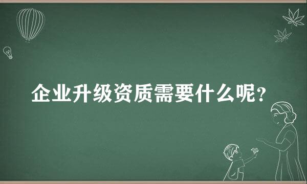 企业升级资质需要什么呢？