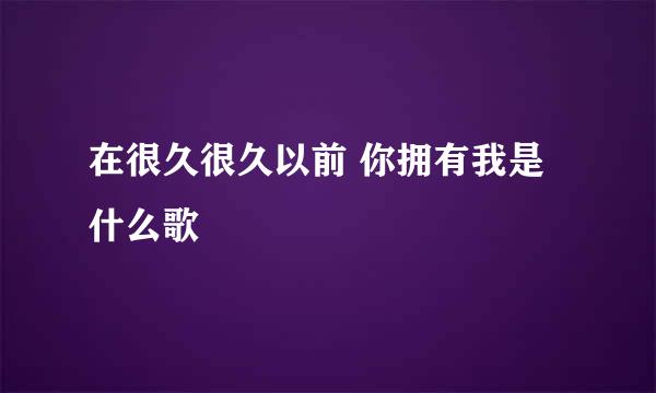 在很久很久以前 你拥有我是什么歌