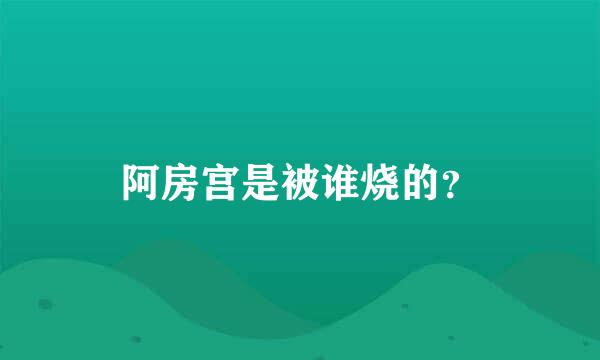 阿房宫是被谁烧的？