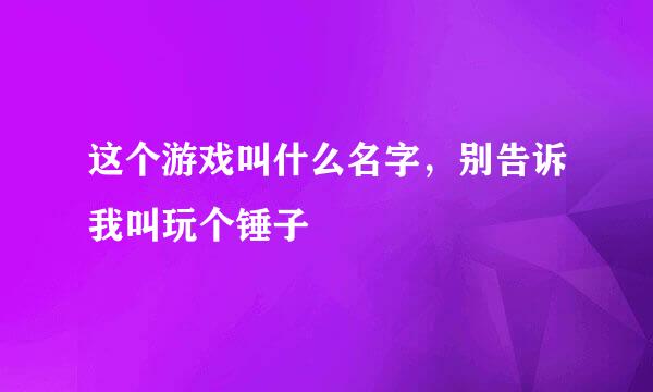 这个游戏叫什么名字，别告诉我叫玩个锤子