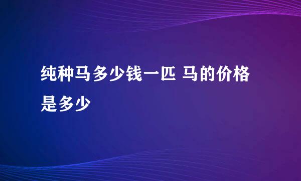 纯种马多少钱一匹 马的价格是多少