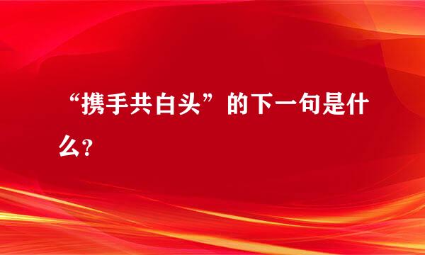 “携手共白头”的下一句是什么？