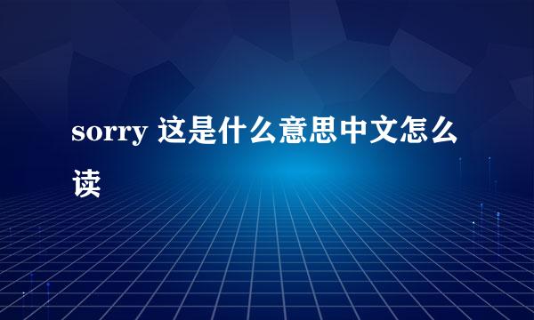 sorry 这是什么意思中文怎么读