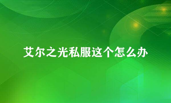 艾尔之光私服这个怎么办