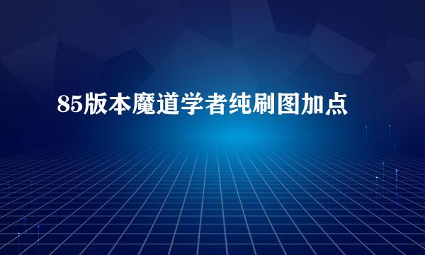 85版本魔道学者纯刷图加点