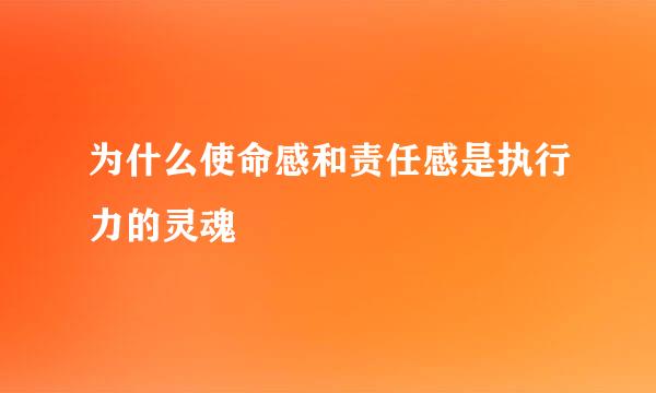 为什么使命感和责任感是执行力的灵魂