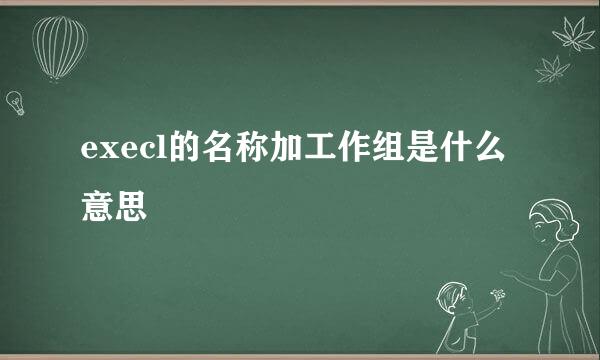 execl的名称加工作组是什么意思