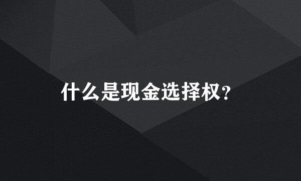 什么是现金选择权？