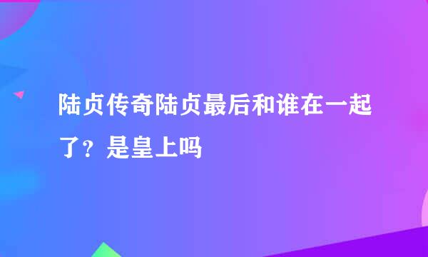 陆贞传奇陆贞最后和谁在一起了？是皇上吗