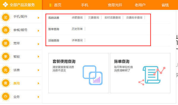 电信网上营业厅 固定电话费用如何查询