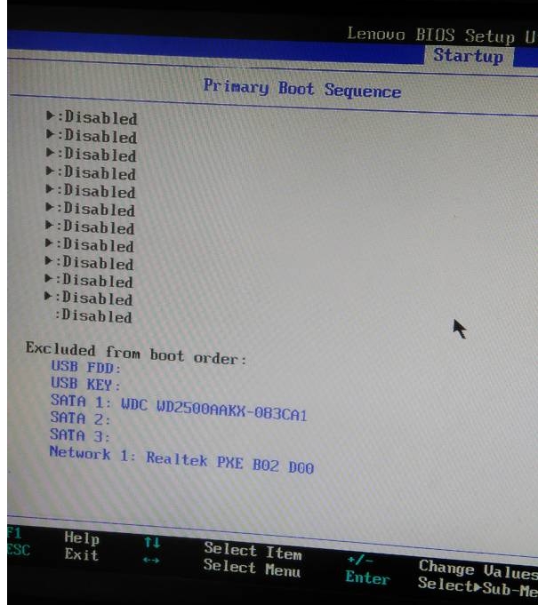 CMOS启动项 primary boot sequence 全是 disabled