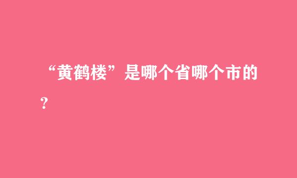 “黄鹤楼”是哪个省哪个市的？