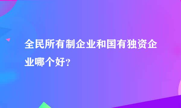 全民所有制企业和国有独资企业哪个好？