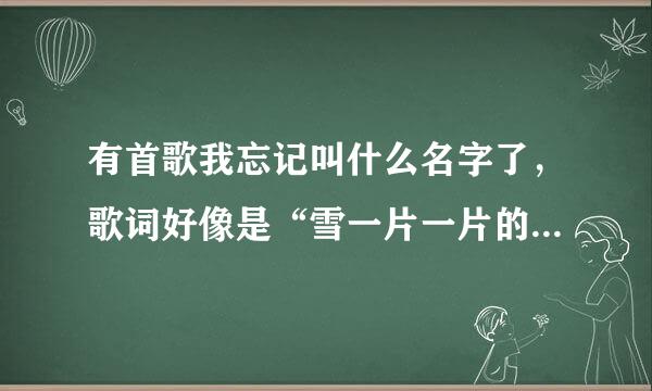 有首歌我忘记叫什么名字了，歌词好像是“雪一片一片的下”这是啥歌来？