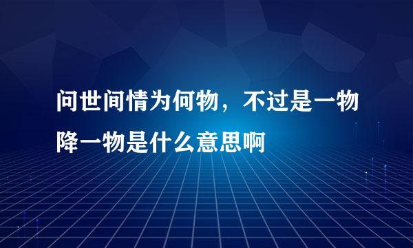 问世间情为何物，不过是一物降一物是什么意思啊